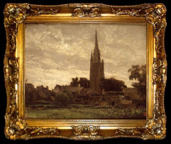 framed  Carlos de Haes La torre de la iglesia, ta009-2